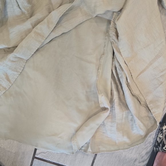 Zara Women’s XS Boho Peasant Tiered Mini Dress with Lace Trim – Sage Green Z71 - Picture 7 of 9